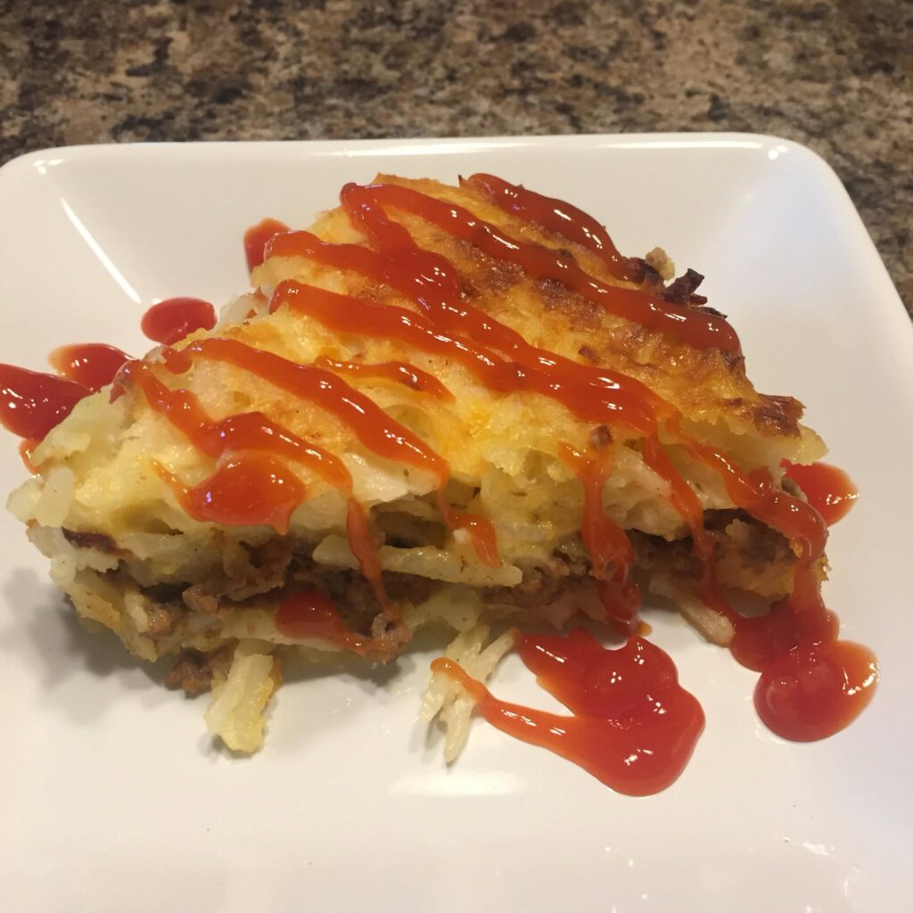 Cheesy Burger & Hashbrown Pie