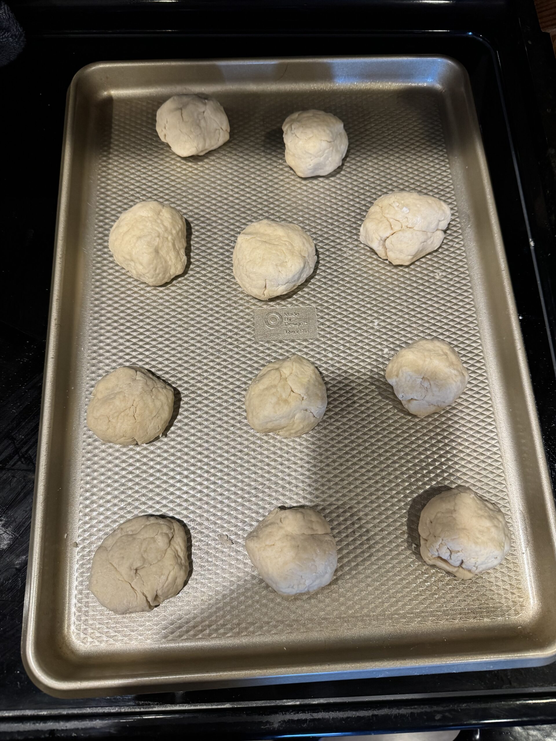 Form into balls or roll out and use biscuit cutter (or mug) to make into round shapes.